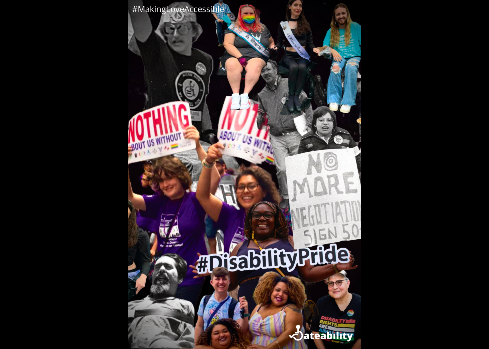 A collage of disability rights activists throughout the years.