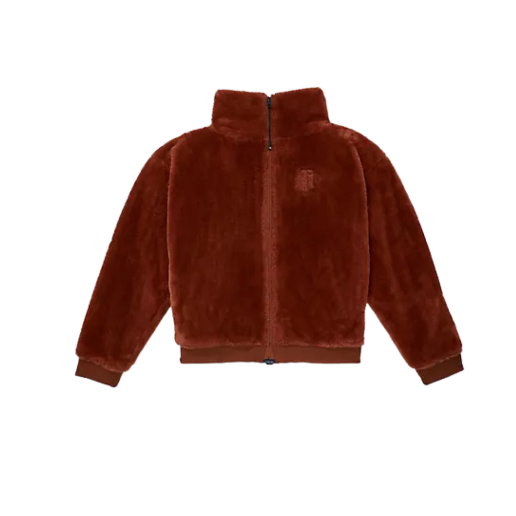 A dark rust faux fur zip sweatshirt from Tommy Hilfiger.