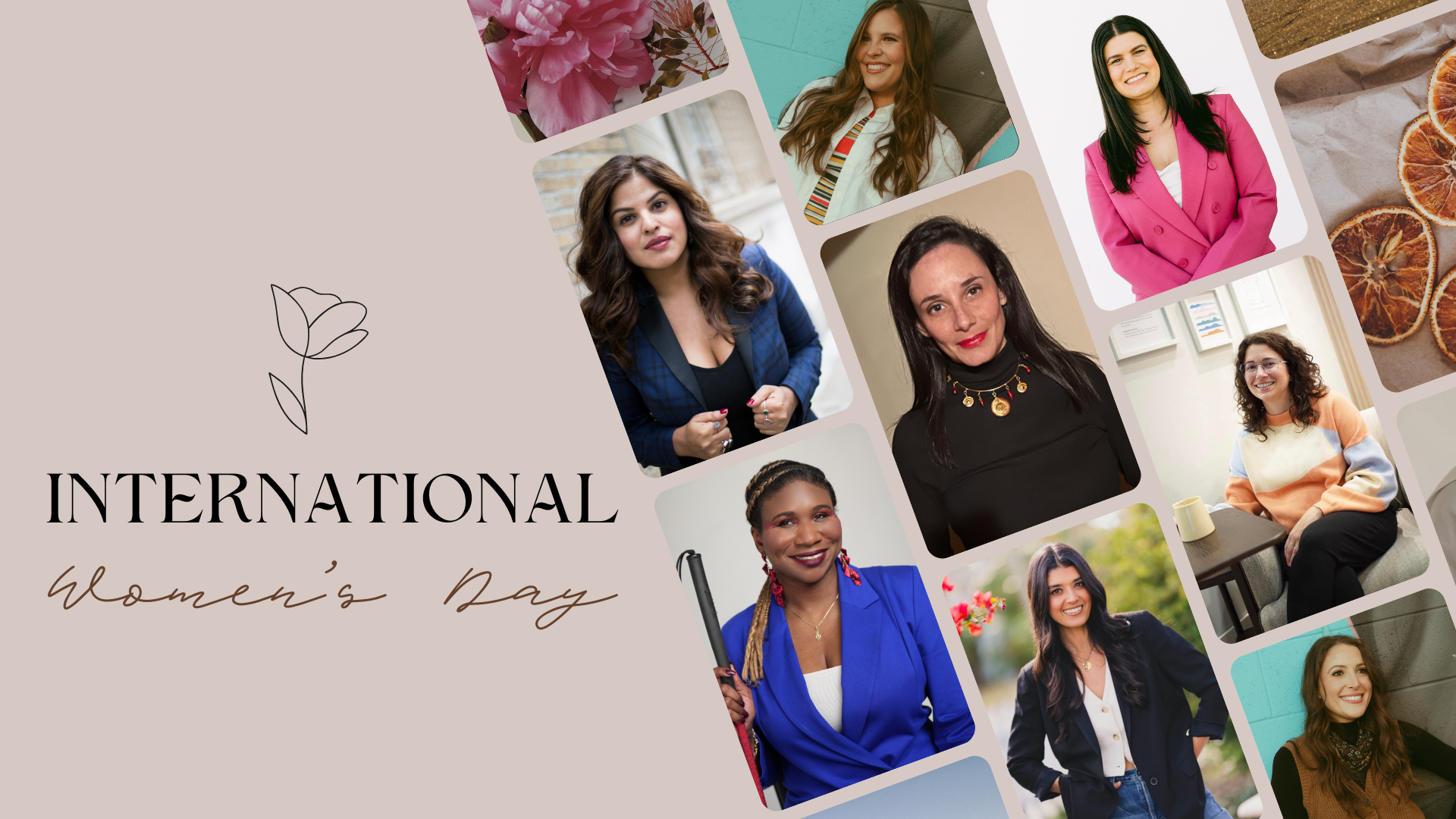 A collage of diverse women. Text says, "International Women's Day."